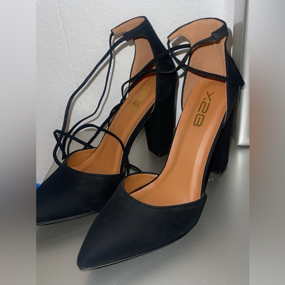 Black pointed heels
